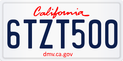 CA license plate 6TZT500