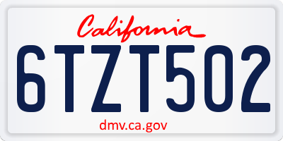 CA license plate 6TZT502