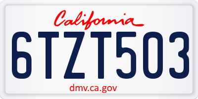 CA license plate 6TZT503