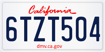 CA license plate 6TZT504