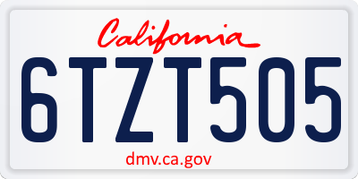 CA license plate 6TZT505