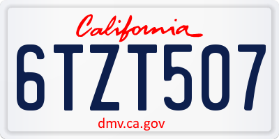 CA license plate 6TZT507