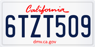 CA license plate 6TZT509