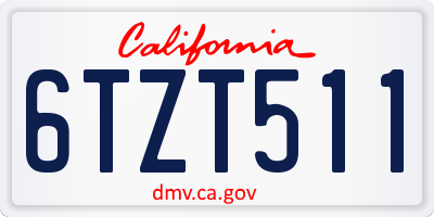 CA license plate 6TZT511