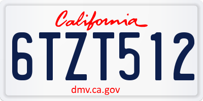 CA license plate 6TZT512