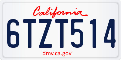 CA license plate 6TZT514