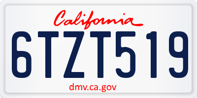 CA license plate 6TZT519
