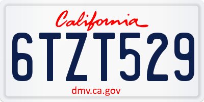 CA license plate 6TZT529
