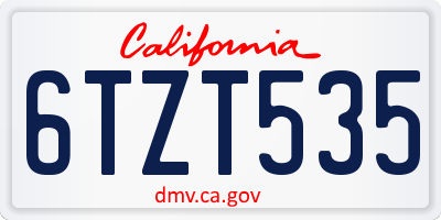 CA license plate 6TZT535