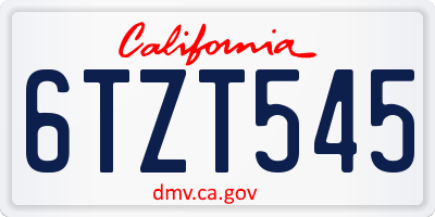 CA license plate 6TZT545