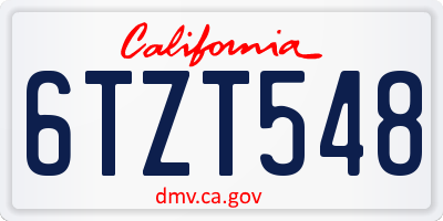 CA license plate 6TZT548