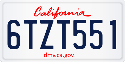 CA license plate 6TZT551