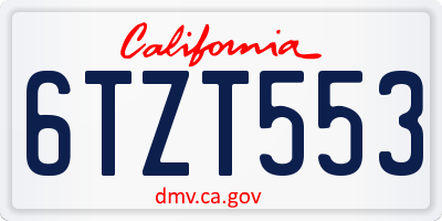 CA license plate 6TZT553