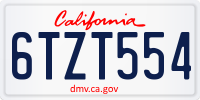CA license plate 6TZT554