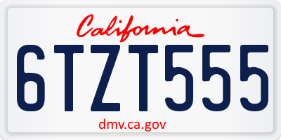 CA license plate 6TZT555