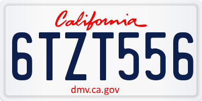 CA license plate 6TZT556