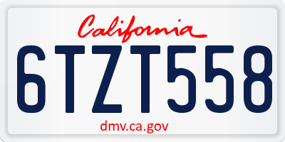 CA license plate 6TZT558