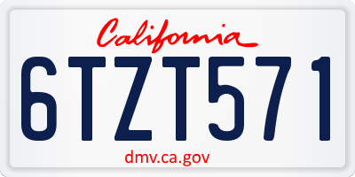 CA license plate 6TZT571