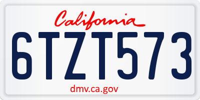 CA license plate 6TZT573