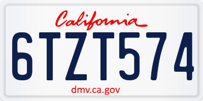 CA license plate 6TZT574