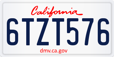 CA license plate 6TZT576