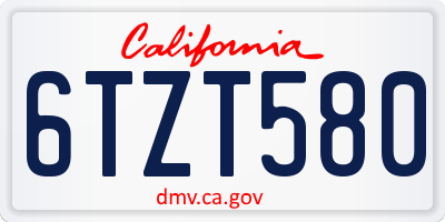 CA license plate 6TZT580