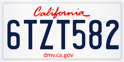 CA license plate 6TZT582