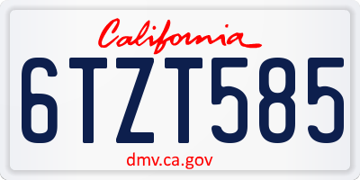 CA license plate 6TZT585