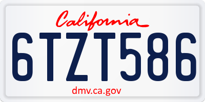 CA license plate 6TZT586