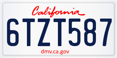 CA license plate 6TZT587