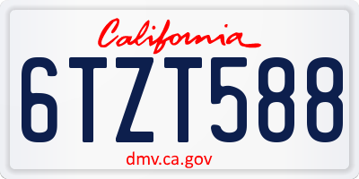 CA license plate 6TZT588