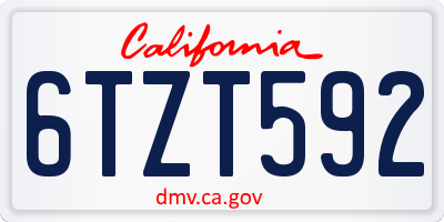 CA license plate 6TZT592