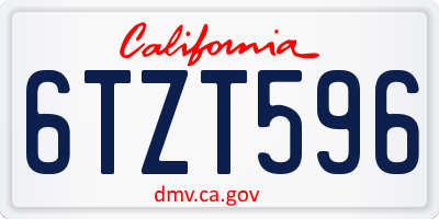 CA license plate 6TZT596