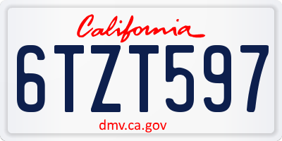 CA license plate 6TZT597
