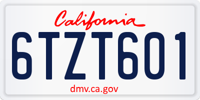 CA license plate 6TZT601