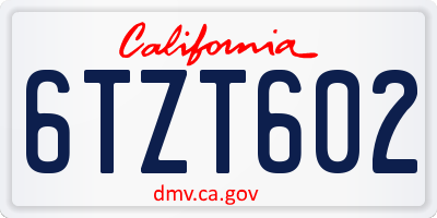 CA license plate 6TZT602