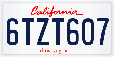 CA license plate 6TZT607