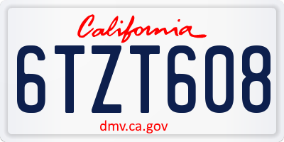 CA license plate 6TZT608