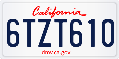 CA license plate 6TZT610