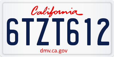 CA license plate 6TZT612