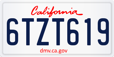 CA license plate 6TZT619