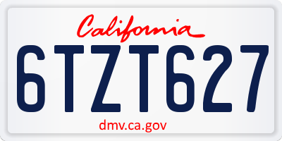 CA license plate 6TZT627