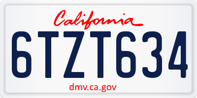 CA license plate 6TZT634