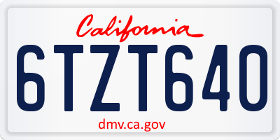 CA license plate 6TZT640