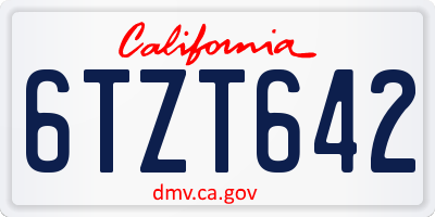 CA license plate 6TZT642