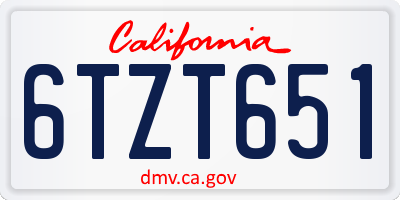 CA license plate 6TZT651