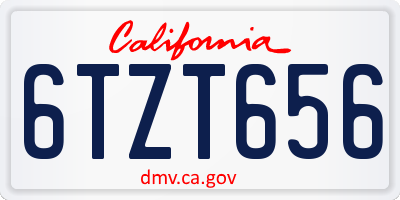 CA license plate 6TZT656