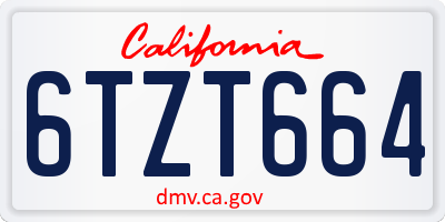 CA license plate 6TZT664