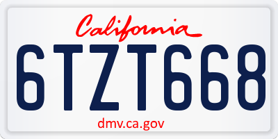 CA license plate 6TZT668