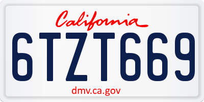 CA license plate 6TZT669